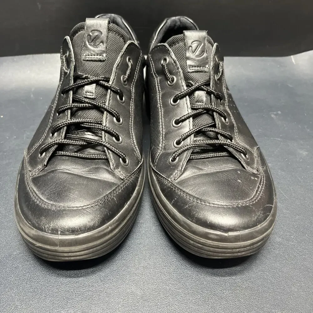 Ecco Men's Soft Classic Lace Sneaker Black Leather EU 47 Size 13 US